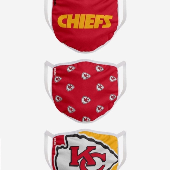 Kansas City Chiefs Face Mask 3pk - Picture 3 of 4
